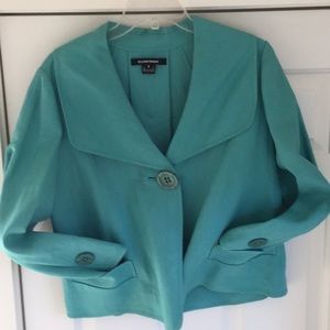 Ellen Tracy Spring perfect turquoise linen jacket